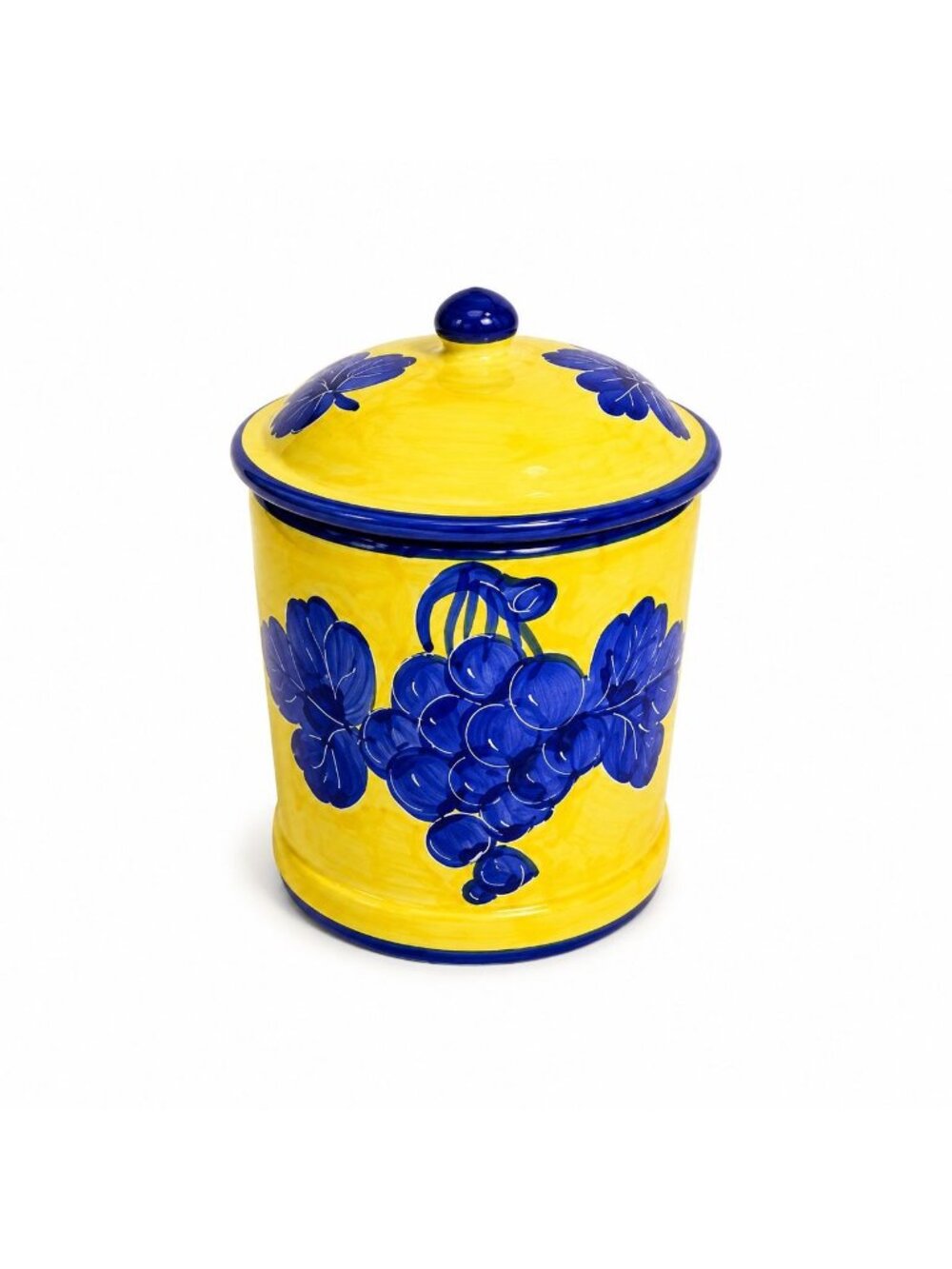 Italian Pottery Kitchen Canister Solimene Vetri Grapes Medium Size Hand Painted